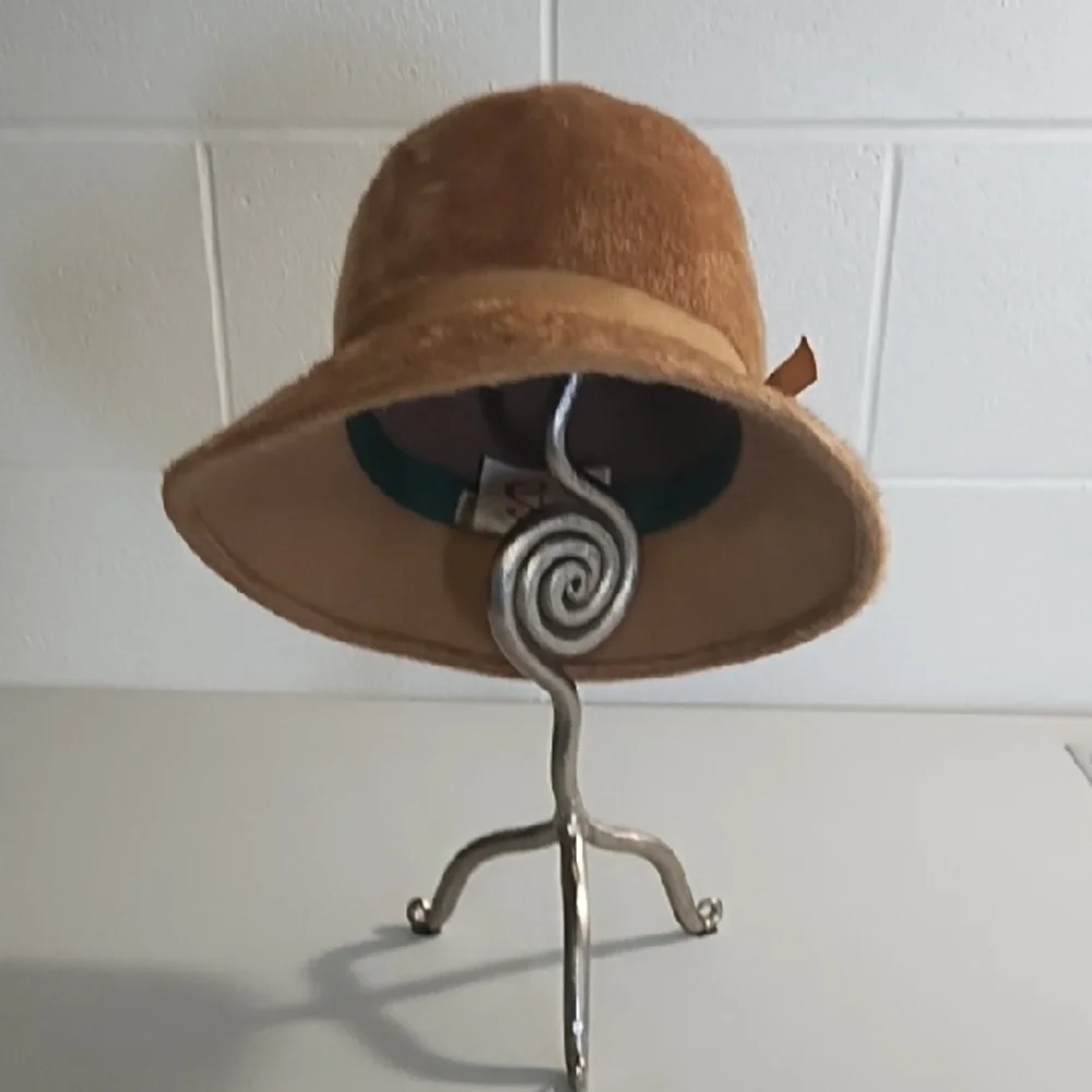 Shari Creations Soft Tan Fur Bucket Hat Grosgrain Hat Band